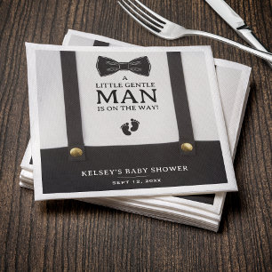 Boy Baby Shower A Little Gentleman Suspenders Napkin