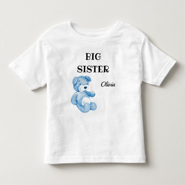 Boy Baby Shower Attire Cute Big Sister 2T to 5-6T Toddler T-Shirt (Front)