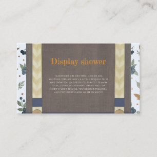 Boy baby shower autum fall blue burlap bodysuit enclosure card