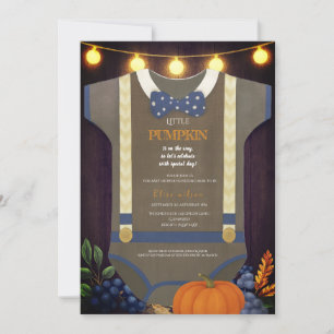 Boy baby shower autum fall blur burlap bodysuit  invitation