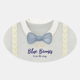 Boy baby shower autum fall burlap bodysuit invita oval sticker