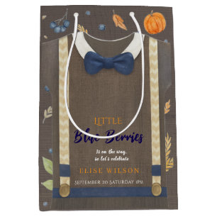 Boy baby shower autum fall burlap bodysuit  medium gift bag