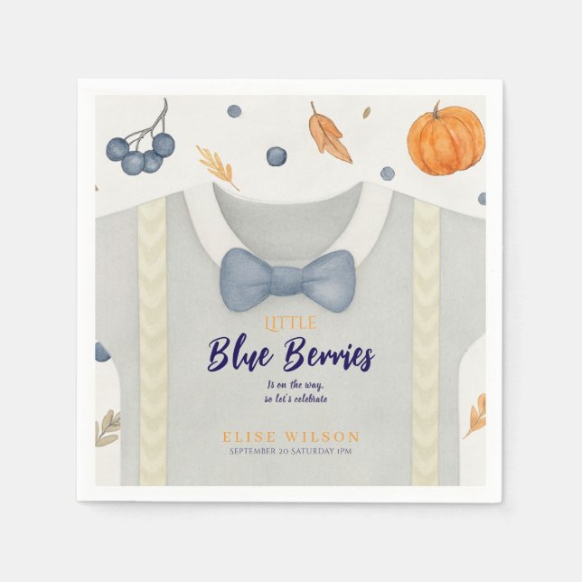 Boy baby shower autum fall burlap bodysuit  napkin (Front)