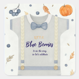 Boy baby shower autum fall burlap bodysuit   square sticker