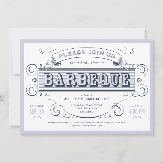 Boy Baby Shower BBQ Invitations (Front)