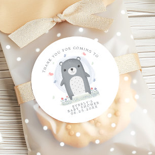 Boy Baby Shower Bear Thank You Favour Classic Round Sticker