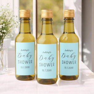 Boy Baby Shower Blue Elegant  Wine Label
