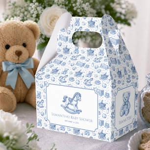Boy Baby Shower Blue Rocking Horse and Teddy Bear  Favour Box