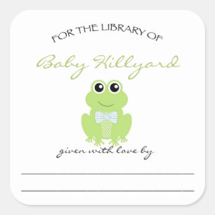 Boy Baby Shower bookplates / little frog Square Sticker