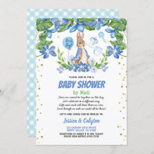 Boy baby shower by mail Bunny Rabbit blue Invitation