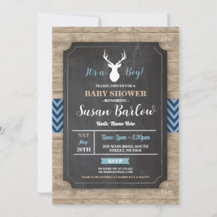 Boy Baby Shower Chalk Rustic Antler Stag Invite