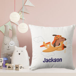 Boy  Baby Shower Dog Pilot Aeroplane Cloud Funny Cushion