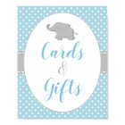 Boy Baby Shower Elephant Blue Cards & Gifts Sign