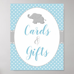 Boy Baby Shower Elephant Blue Cards & Gifts Sign