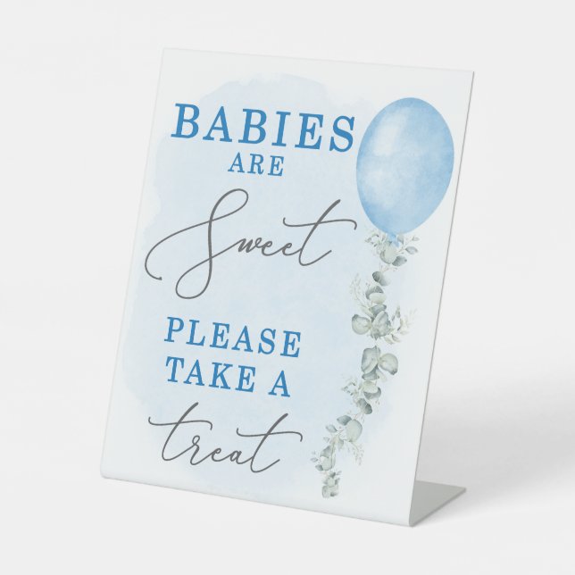 Boy Baby Shower Favour Table Sign Treat (Front)