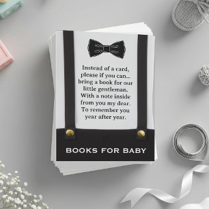 Boy Baby Shower Gentleman Suspenders Book Request Enclosure Card