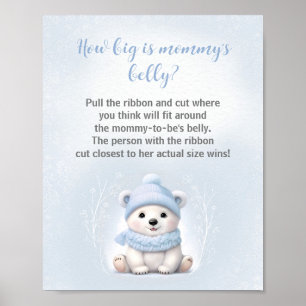 Boy Baby Shower How Big Is Mummy's Belly Game Poster