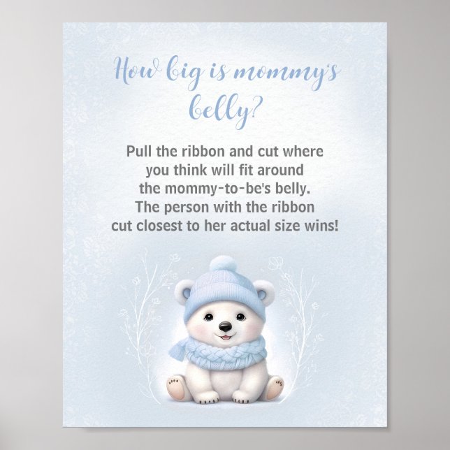 Boy Baby Shower How Big Is Mummy's Belly Game Poster (Front)