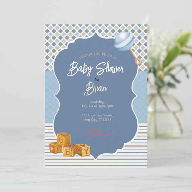 Boy Baby Shower Invitation  (Standing Front)