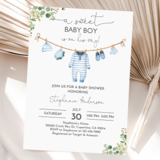 Boy Baby Shower Invitation Baby Clothes Invite A 