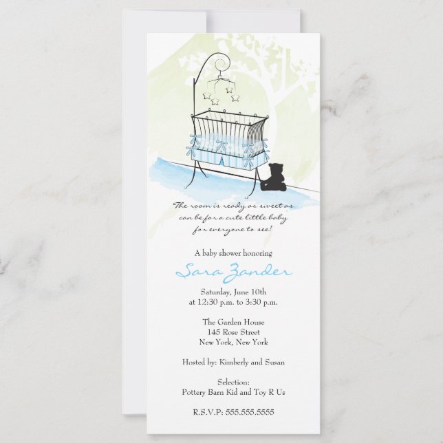 Boy Baby Shower Invitation - Baby Crib (Front)