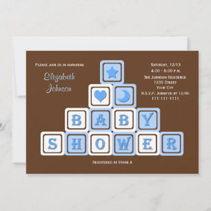 Boy Baby Shower Invitation Blocks