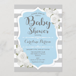 Boy Baby Shower Invitation - Blue Grey