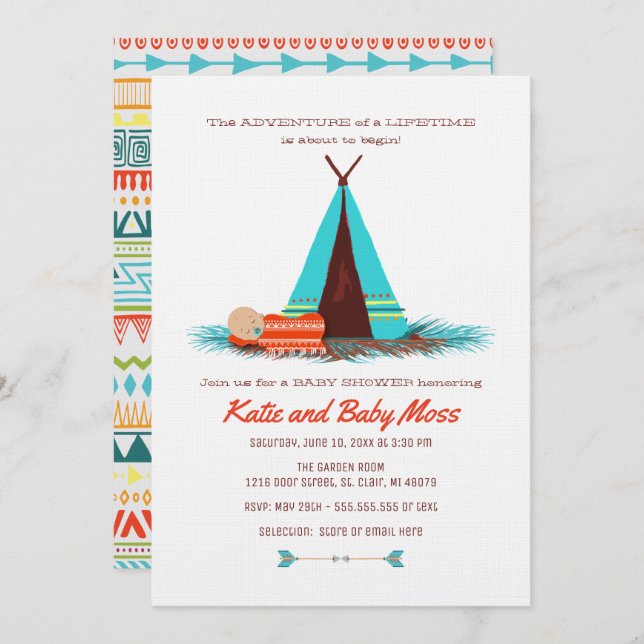 Boy Baby Shower Invitation | Boho Chic (Front/Back)