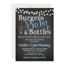 Boy Baby Shower Invitation, Burgers BBQ Beer
