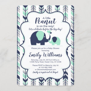 Boy baby shower invitation elephant theme