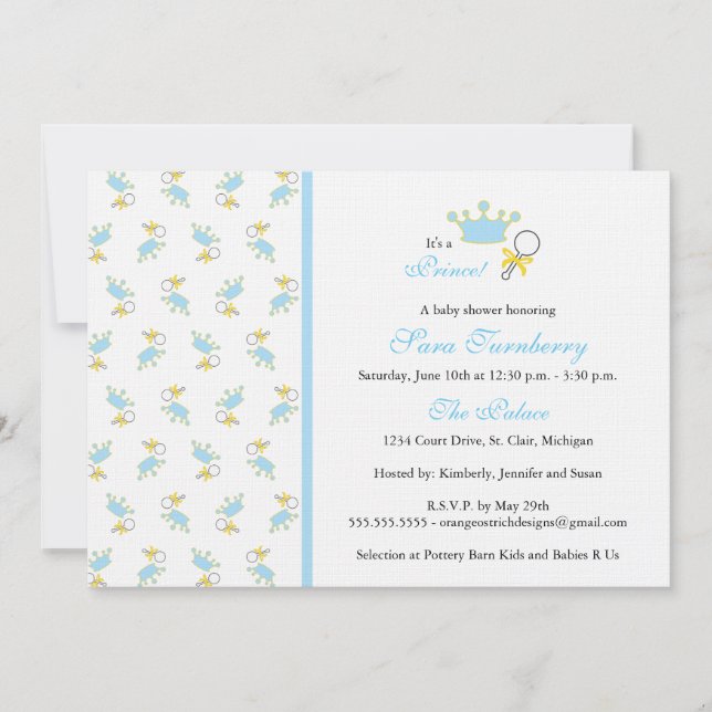 Boy Baby Shower Invitation - Little Prince (Front)