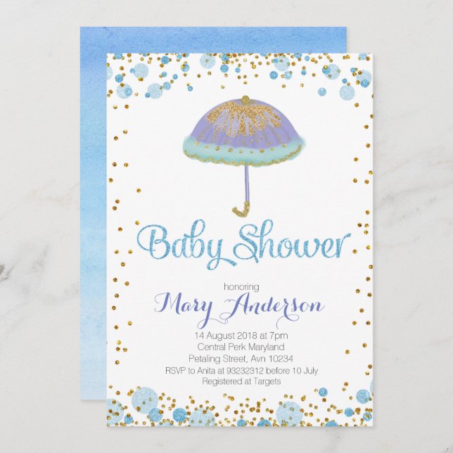 BOY Baby Shower Invitation umbrella (Front/Back)