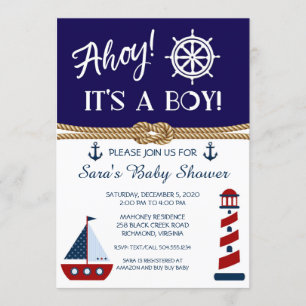 Boy Baby Shower Invitations, Nautical Shower Invitation