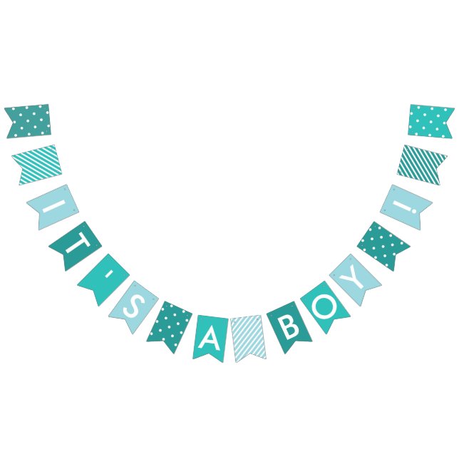 Boy Baby Shower It's A Boy Turquoise Blue Bunting (All)