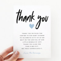 Boy Baby Shower Modern Blue Heart