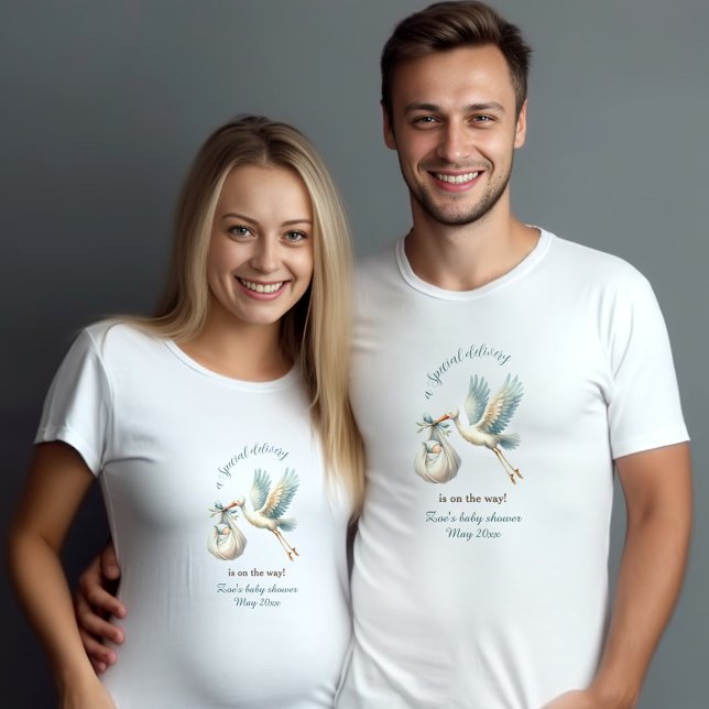 Boy Baby Shower Name Blue Stork Mum To Be T-Shirt (Baby Shower Boy Name Blue Stork Special Delivery T-Shirt)