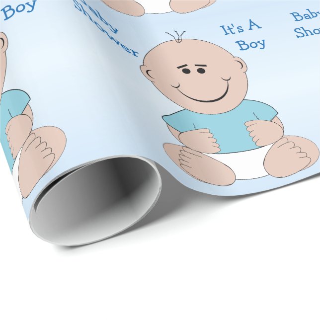 Boy Baby Shower Personalised Wrapping Paper (Roll Corner)