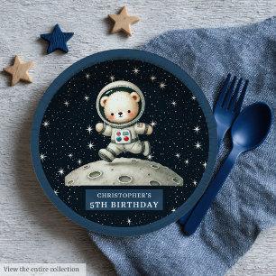 Boy Baby Shower Plate with Space Teddy Bear