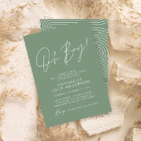Boy baby shower script modern sage green elegant