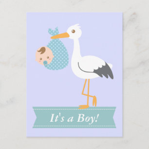 Boy Baby Shower - Stork Delivers Cute Baby Boy Invitation