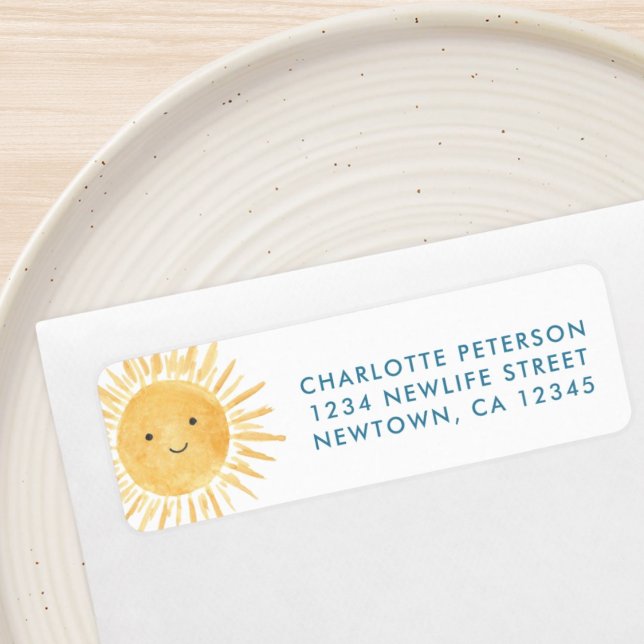 Boy' Baby Shower Sun Return Address Label (Creator Uploaded)