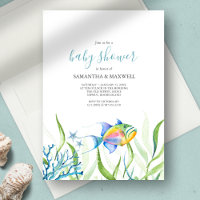 Boy Baby Shower Watercolor Cute Fish