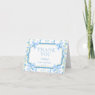 Boy Baby Shower with Blue Bow Thank You Card