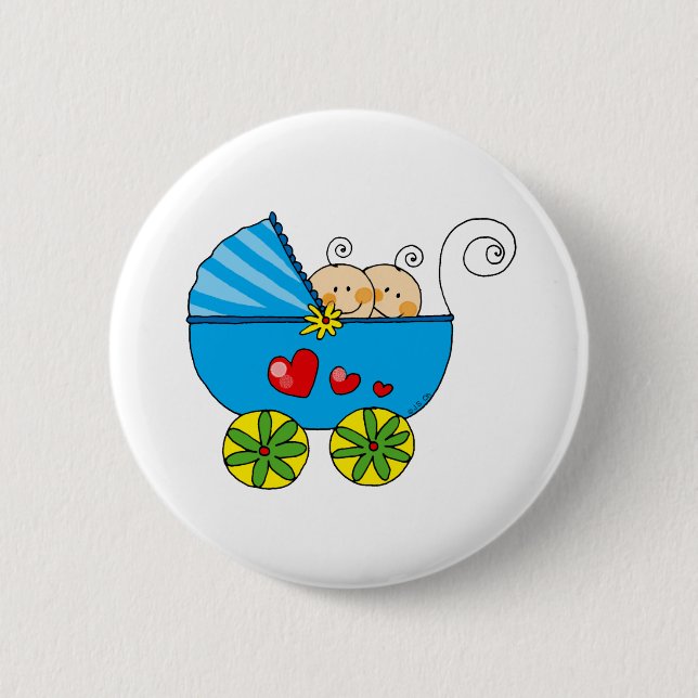 Boy baby twins 6 cm round badge (Front)