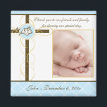Boy Baptism/Christening Favour - Photo Magnet<br><div class="desc">Celebrate your baby/babies Baptism with this beautiful "Photo Magnet Favour". Customise with the baptismal date and the baby/babies photo. Matching: Baptism/Christening invitation,  return address label,  favour sticker and custom envelope.Matching return address label and custom envelope.</div>
