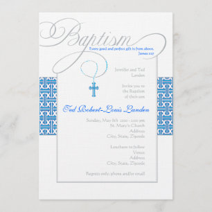 Boy Baptism Invitation   Royal Blue