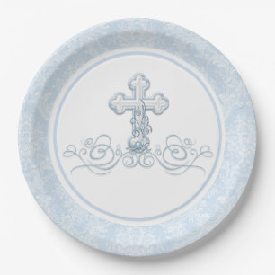 Boy Baptism Paper Plates