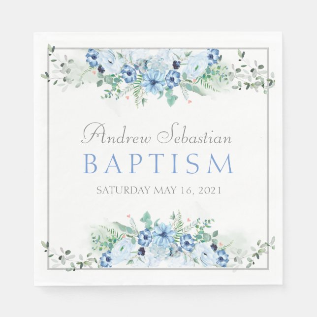 Boy  Baptism Personalized Party Napkin (Front)