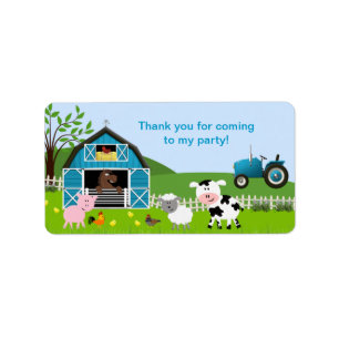 Boy Barnyard Farm Animals Favour Tag Address Label
