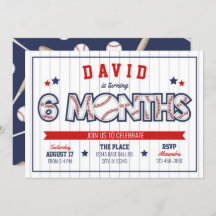 Boy Baseball 1/2 Birthday Invitation